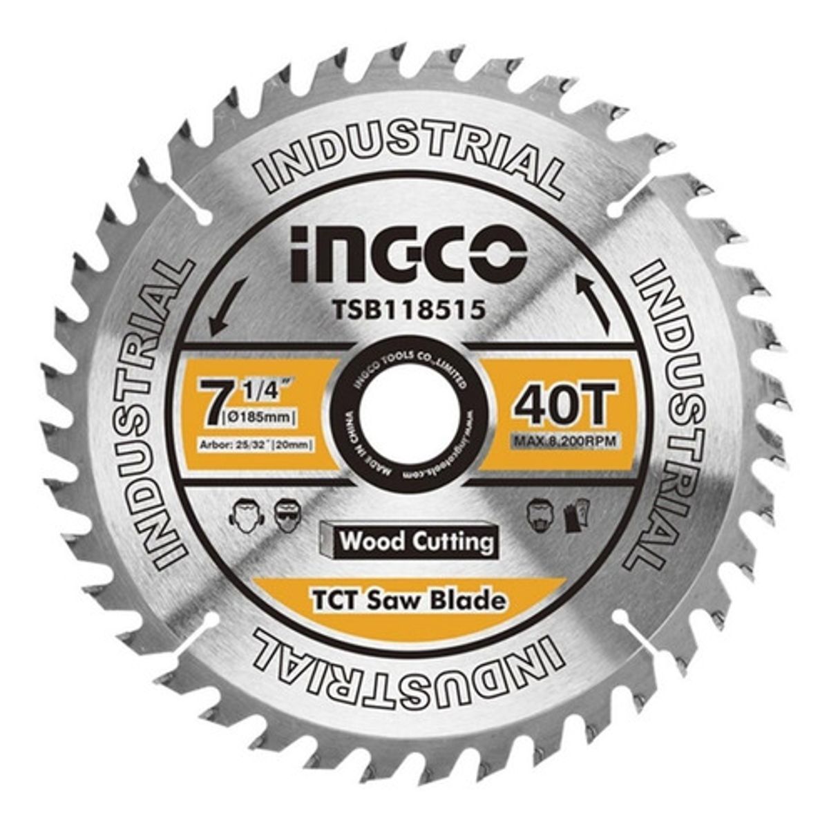 INGCO - Disco De Sierra Circular Industrial Madera 40T 185Mm 7 1/4" Ingco Tsb118515