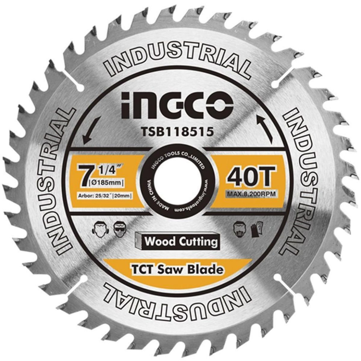 INGCO - Disco De Sierra Circular Industrial Madera 40T 185Mm 7 1/4" Ingco Tsb118515