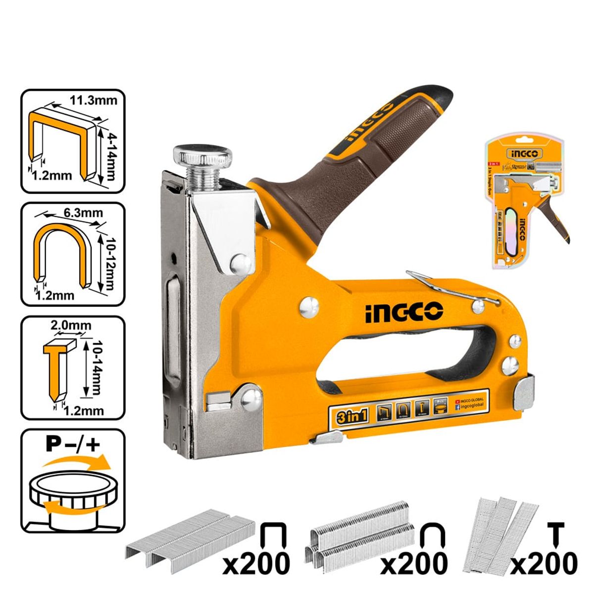INGCO - Engrapadora/Clavadora Manual 3 En 1 4-14Mmx1.2MmIngcoHsg1405