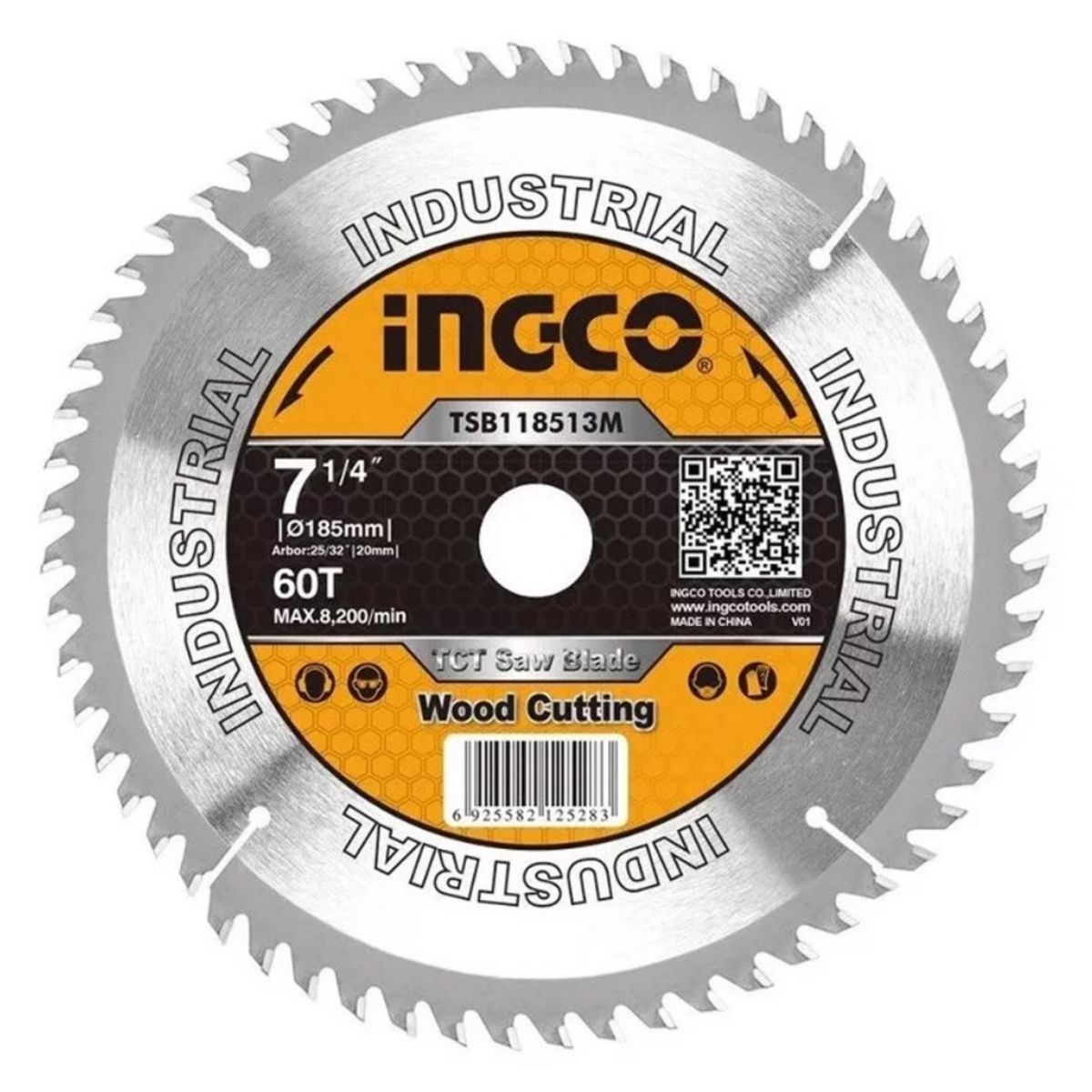 INGCO - Disco De Sierra Circular Industrial Madera 60T 185Mm 7 1/4
