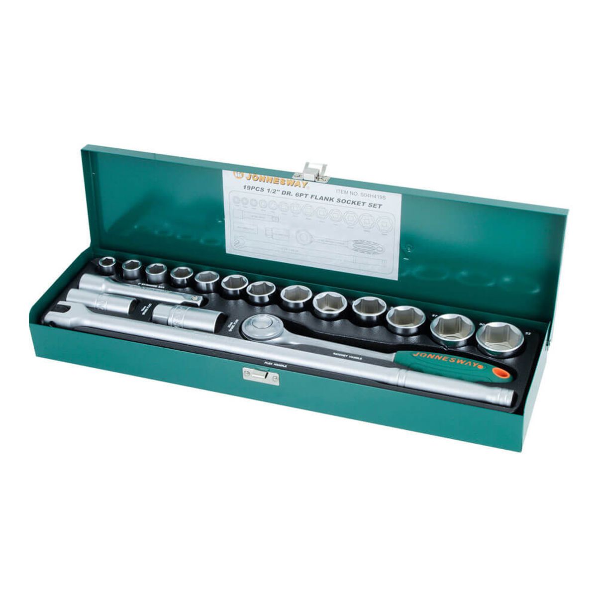 JONNESWAY - Juego de Dados Hexagonales Jonnesway de 1/2 - 18 Piezas (mm)