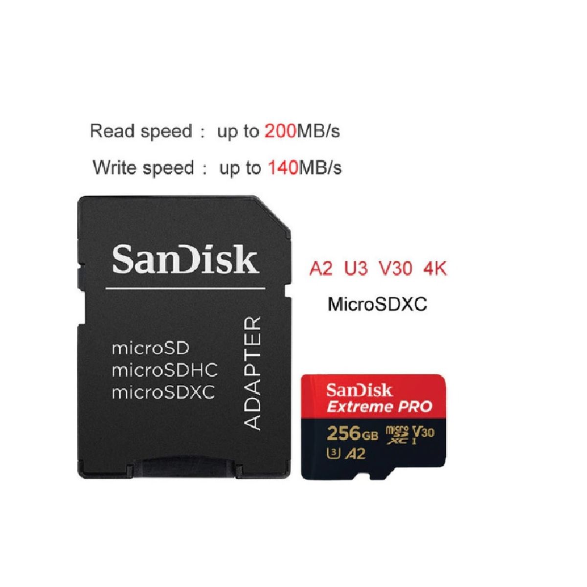 GENERICO - Tarjeta Memoria Micro SD Sandisk Extreme PRO Original 256 GB