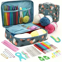 GENERICO - Set De Crochet Con Bolsito Lanas Y Accesorios Para Tejer