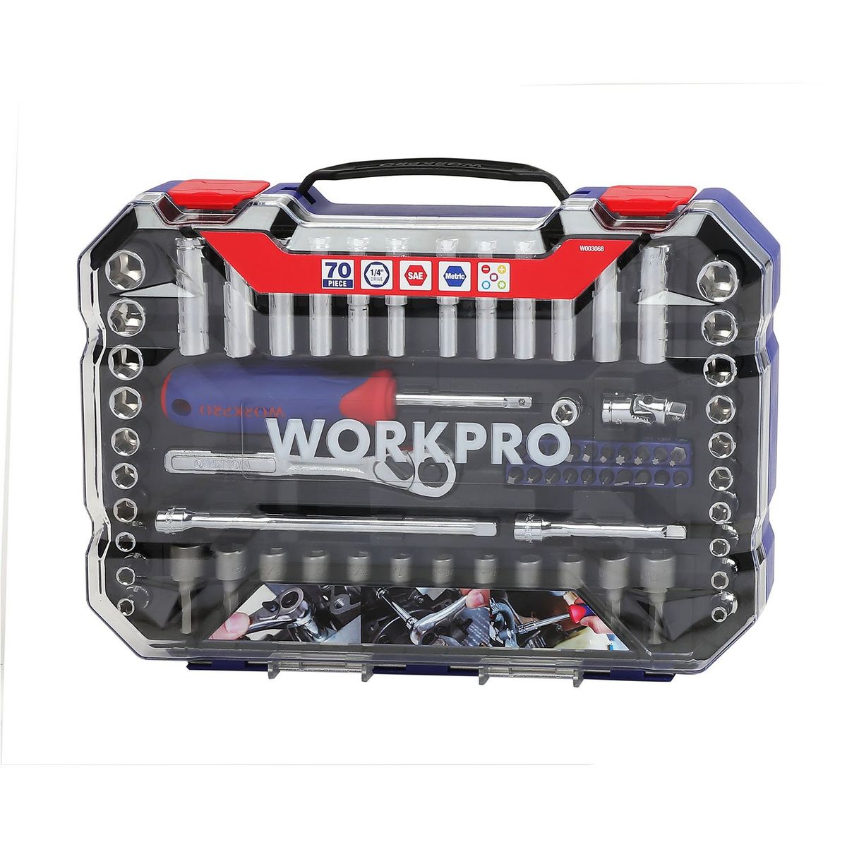 WORKPRO - Juego Set De Dados Con Llave Chicharra 14  70 Piezas