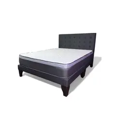FLOBAL - Cama Europea Super King + Respaldo Abotonado Marengo +Colchón 200x200