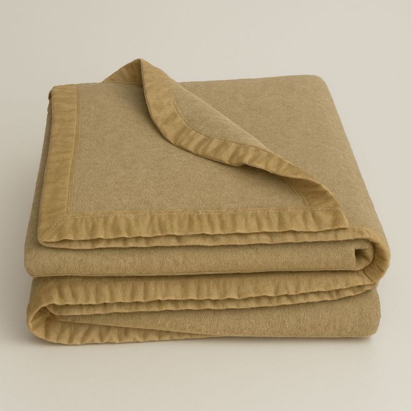 TEXTIL RANCO - Pack 2 Frazada Térmica Lana Algodón Beige 1,5 plazas 600g/m2