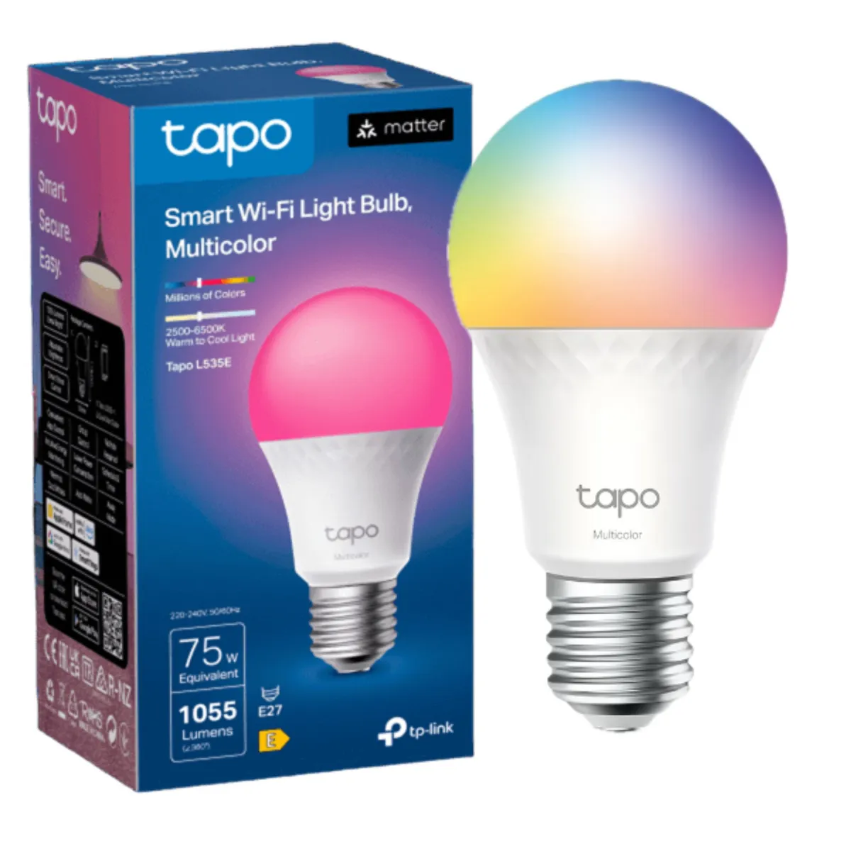 TP LINK - Amp Multicolores Alto Brillo E27 Tapo Smart LED Wi-fi Matter Homekit