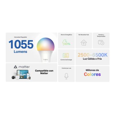 Imagen 2 del producto Set 2 Amp Colores Alto Brillo E27 Tapo Smart LED Wi-fi Matter Homekit