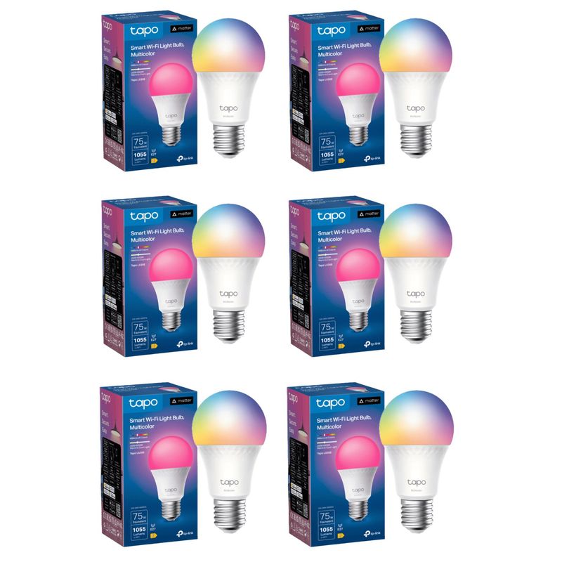 TP LINK - Set 6 Amp Colores Alto Brillo E27 Tapo Smart LED Wi-fi Matter Homekit.