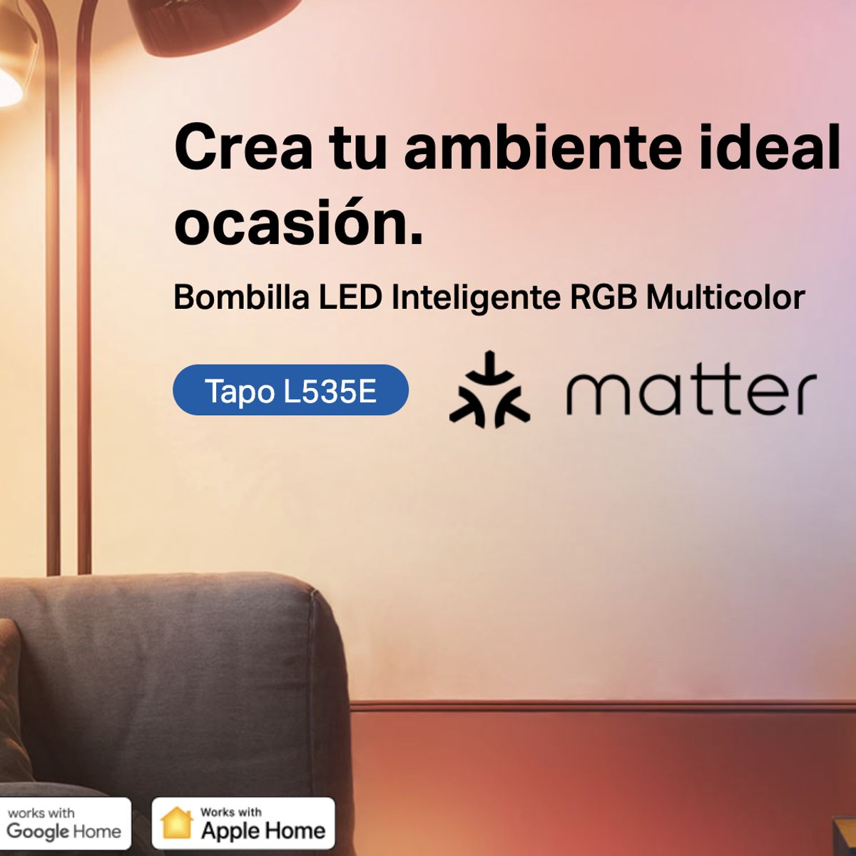 TP LINK - Set 6 Amp Colores Alto Brillo E27 Tapo Smart LED Wi-fi Matter Homekit