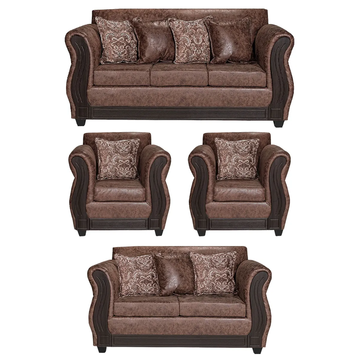 ADONIS LEUDH - Living 3+2+1+1 Caburgua Envejecido Café