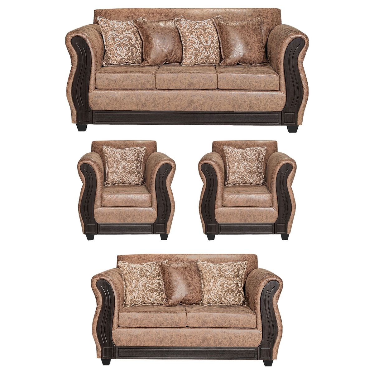 ADONIS LEUDH - Living 3+2+1+1 Caburgua Envejecido Café Terracota