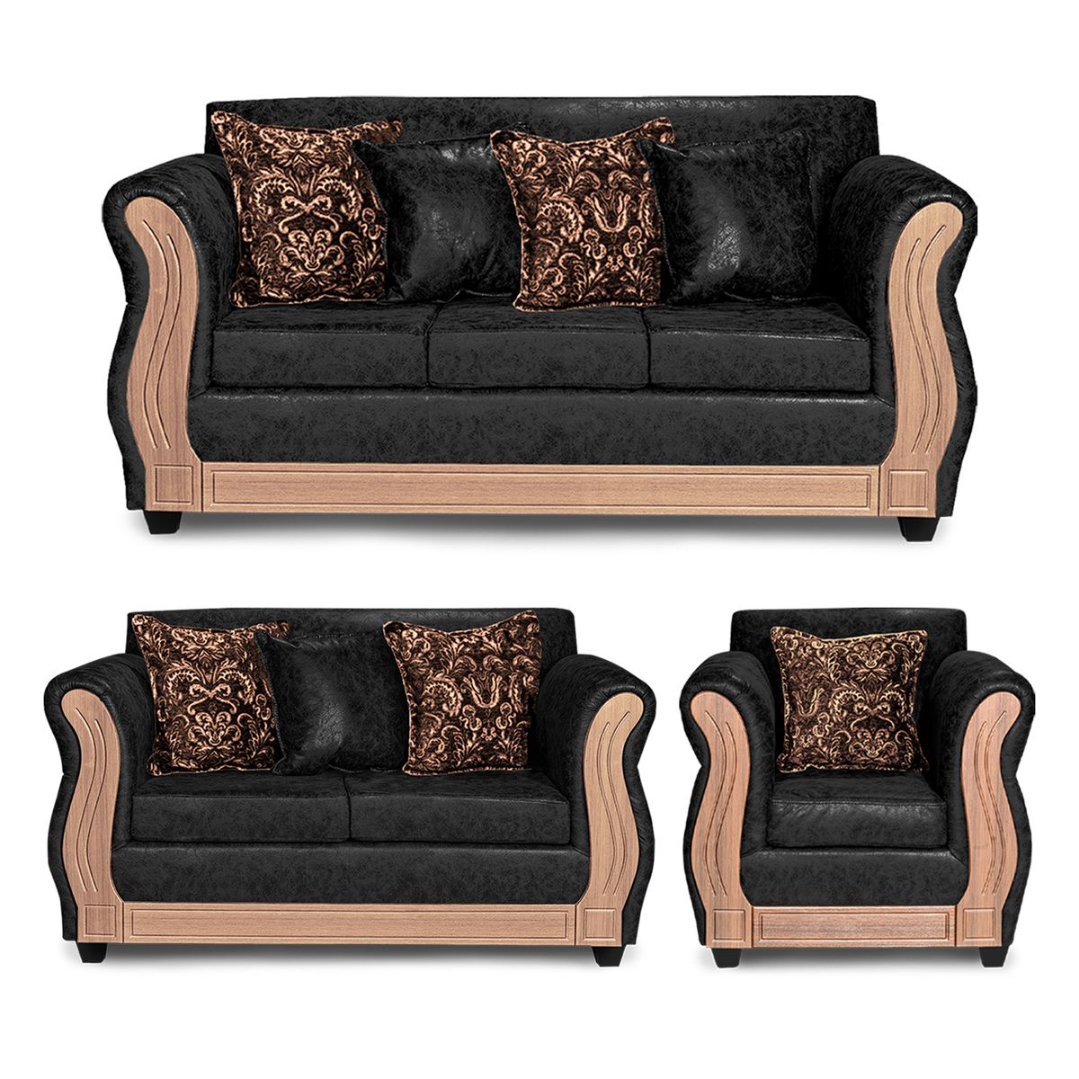 ADONIS LEUDH - Living 3+2+1 Caburgua Envejecido Negro X