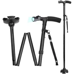 MOVI - Bastón plegable luz led 4 apoyos ortopédico