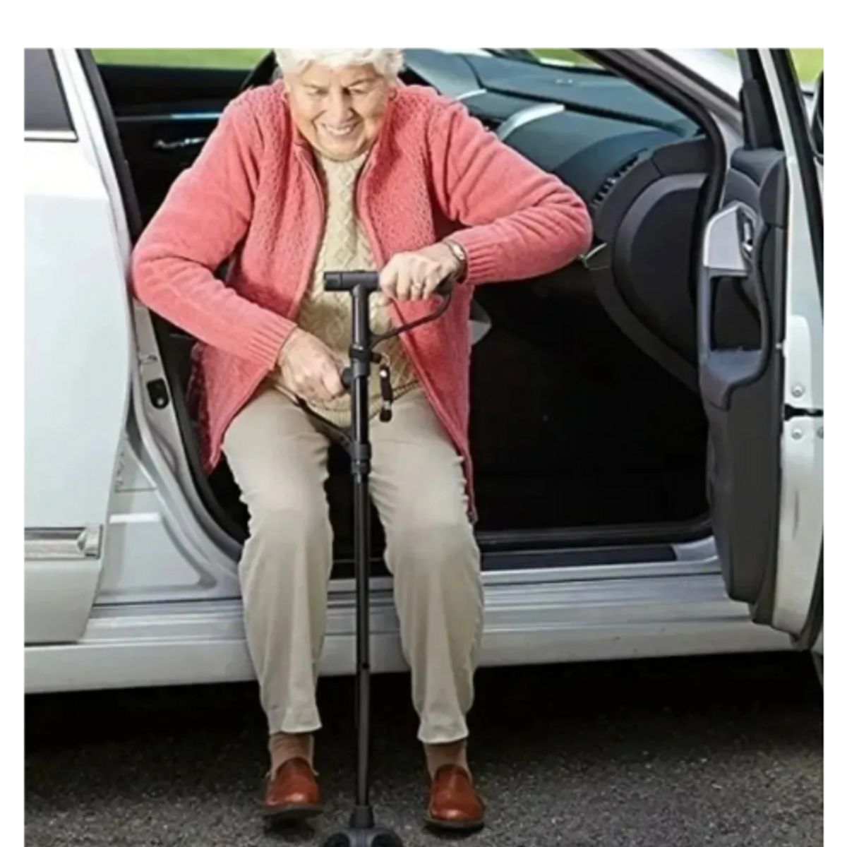 MOVI - Bastón plegable luz led 4 apoyos ortopédico