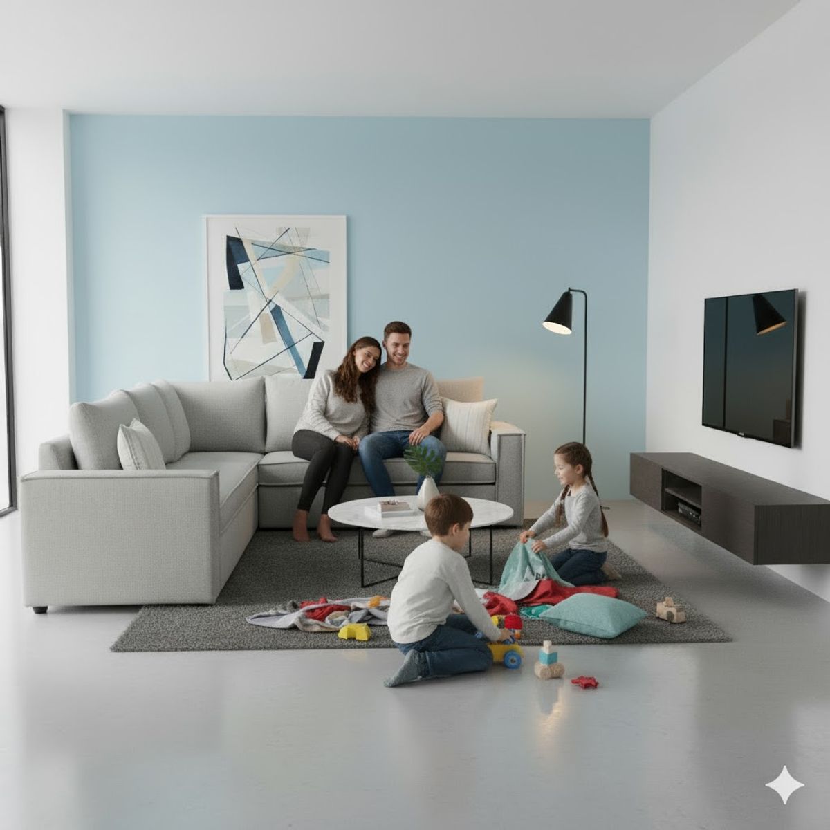 SITIAL HOME - Seccional Matilda Gris claro 6 cuerpos con resortes full comfort