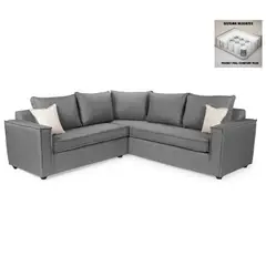 SITIAL HOME - SECCIONAL MATILDA GRIS CON RESORTES POCKET