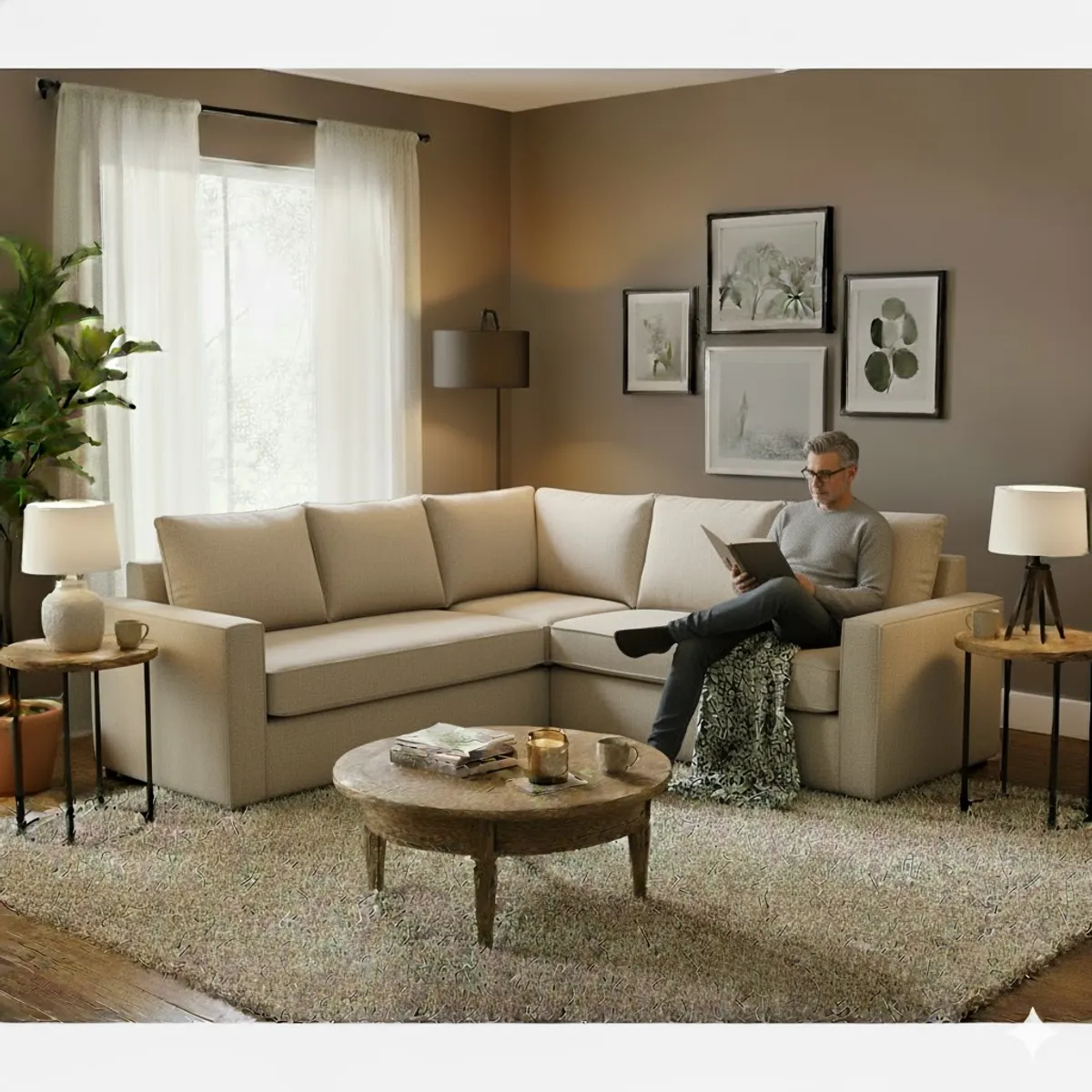 SITIAL HOME - Seccional Matilda Beige 6 cuerpos con Resortes Full Comfort Plus