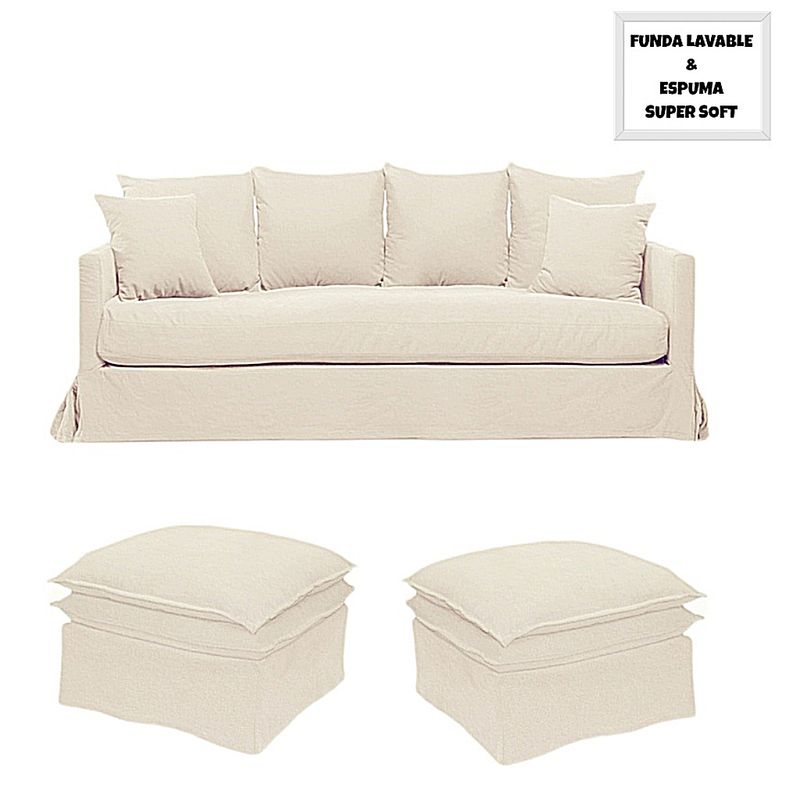 HORIZONTE URBANO - Living 311 Urbano crudo sofa + puff con fundas desmontables