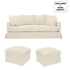 HORIZONTE URBANO - Living 311 Urbano crudo sofa + puff con fundas desmontables