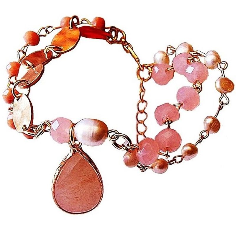 VIVAFELICIA - Pulsera Perlas Ave María Rosado