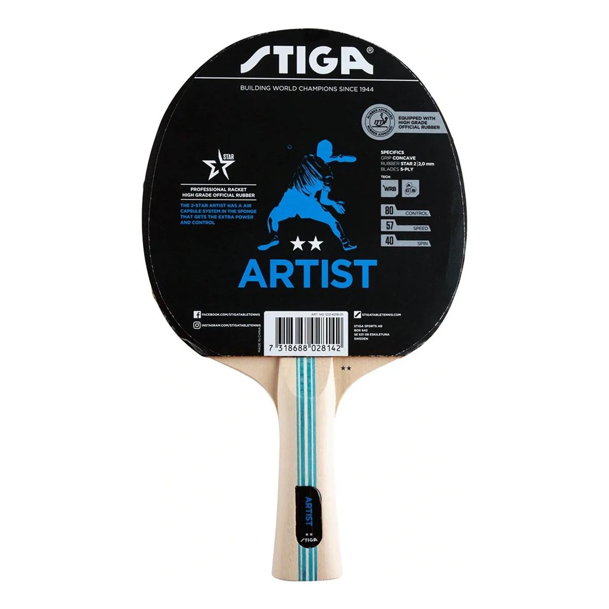 STIGA - PALETA TENIS DE MESA STIGA ARTIST 2 ESTRELLAS