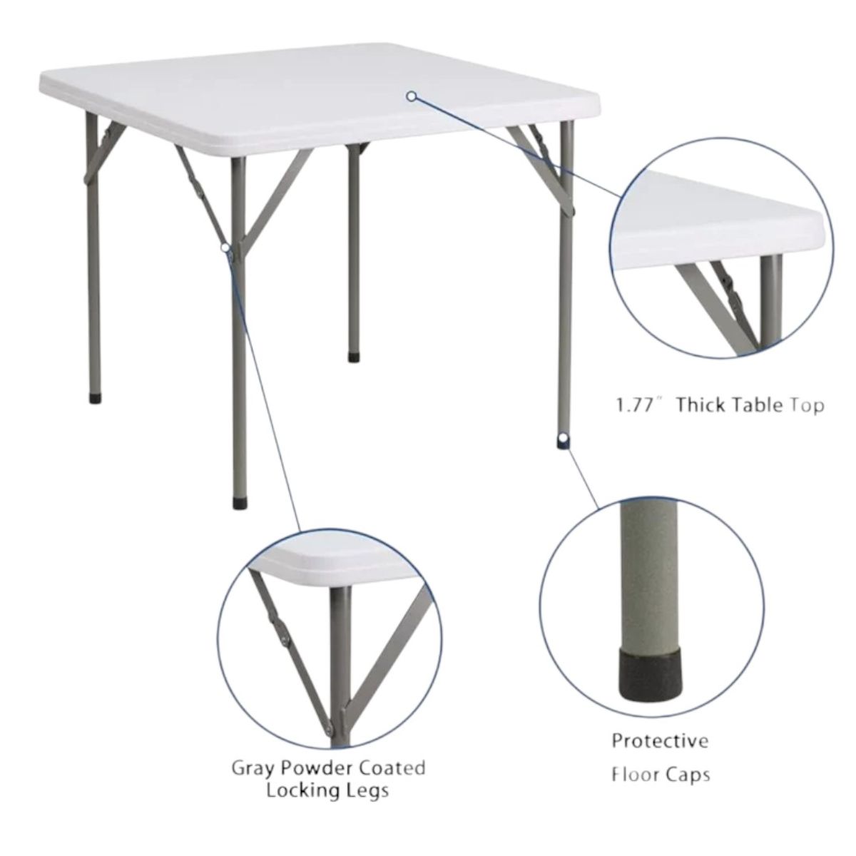 GENERICO - Mesa Plegable Camping Portátil Eventos 86x86 Cm