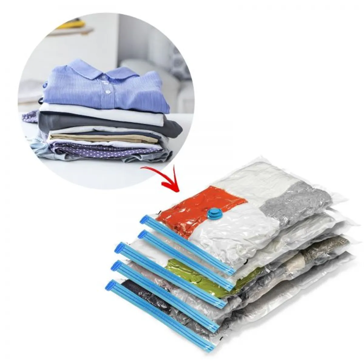 MOVI - PACK DE 6 BOLSAS GUARDA ROPA  AL VACIO- TRANSPARENTE