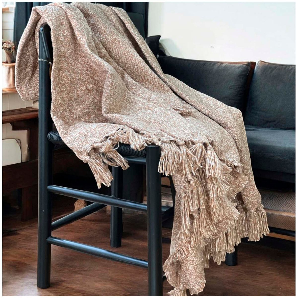 GENERICO - Manta De Lana con Flecos 150x170 Mod02.