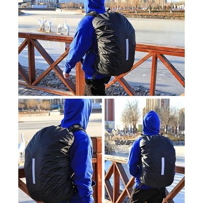 Imagen 2 del producto Cubre Mochila Cobertor Impermeable Reflectante Funda 30lts Negro