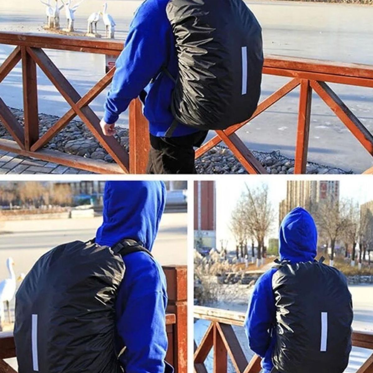 GENERICO - Pack X2 Cubre Mochila Cobertor Impermeable Reflectante 40lts Azul