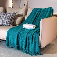 Manta De Lana con Flecos 120x210 cm Verde.