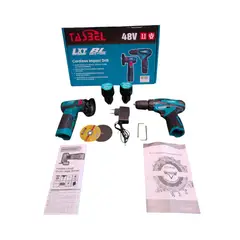 GENERICO - Kit Taladro 48v y Mini Esmeril 48v + 2 baterias + 2 discos.