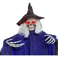 BIGBAMSPACE - Colgante Calavera Xl En Columpio Con Luz Halloween + Pilas