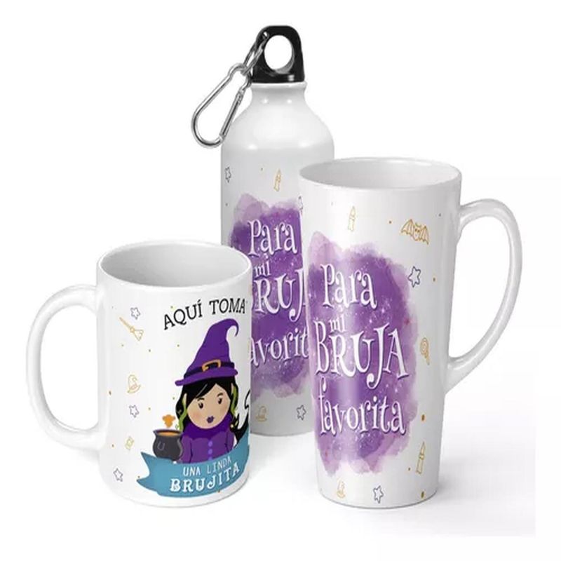 BIGBAMSPACE - Set De Taza + Botella + Conica La Mejor Bruja De Halloween