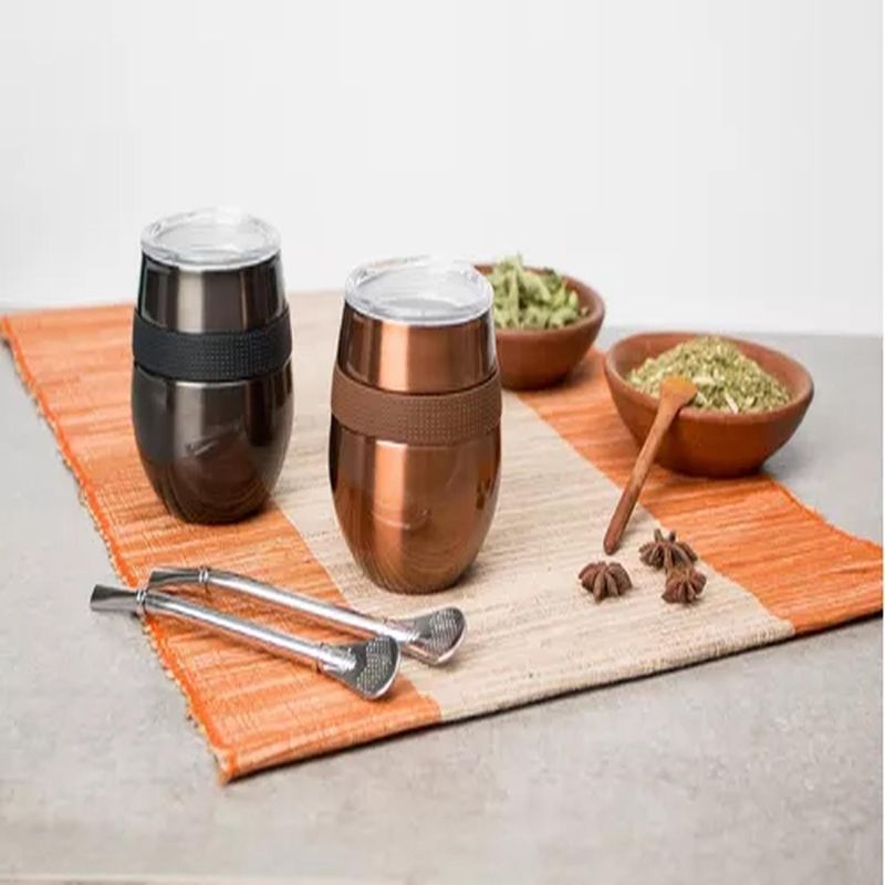 BIGBAMSPACE - Set De 2 Mug Hierba Mate Cucao 230ml Negro Doite