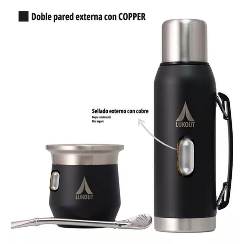 BIGBAMSPACE - Termo Agua Lukout 1000 Ml + Mate 170 Ml Kit Lila