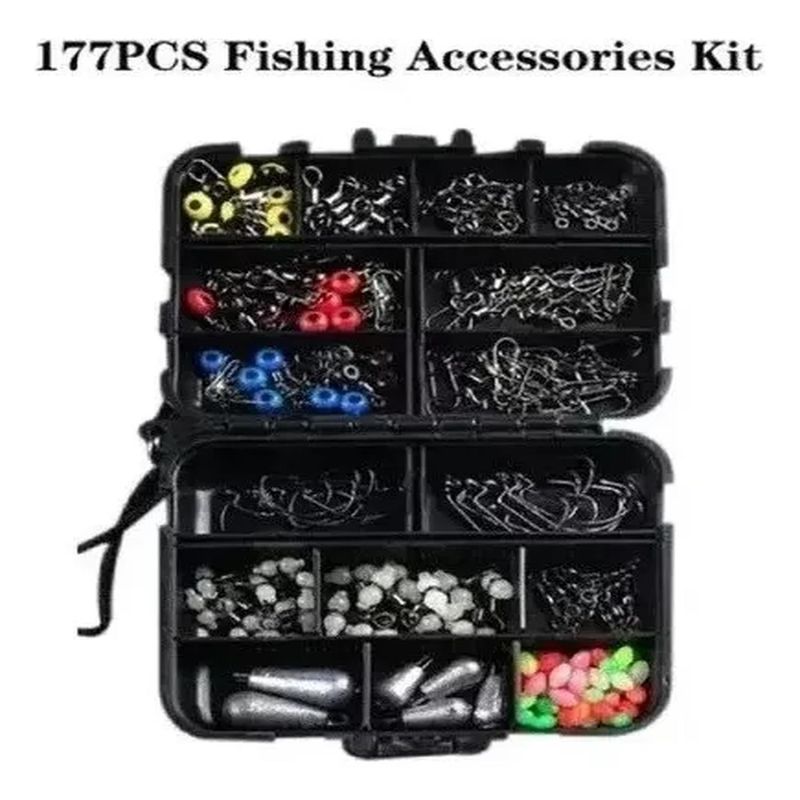 BIGBAMSPACE - Kit 177 Unidades De Accesorios De Pesca Con Caja De Aparejos