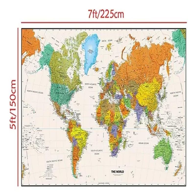 BIGBAMSPACE - Mapa Mundi (225 Cm X 150 Cm ) Colorido
