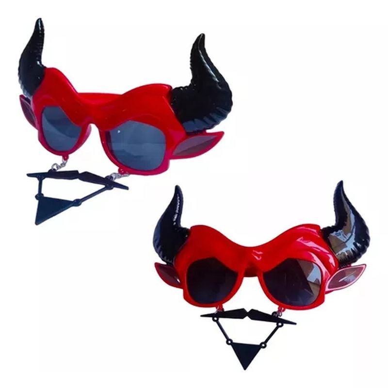 BIGBAMSPACE - Lentes Cotillon Halloween Disfraz Diablo Rojo Somoscotillon
