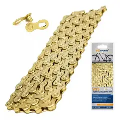 BIGBAMSPACE - Cadena 9v Kapra Gold Dorada Compatible Sram Shimano