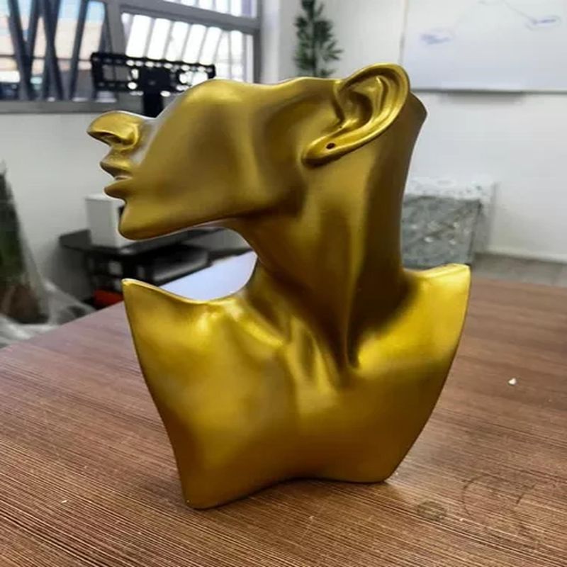 BIGBAMSPACE - Estatua Abstracto Busto Escultura Figuras Decorativas 28x18 - Dorado