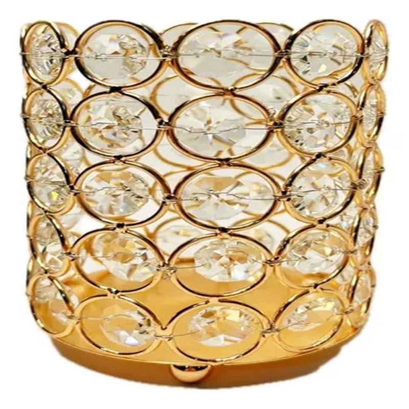BIGBAMSPACE - Adorno Vaso Decorativo Dorado Con Cristal - Home