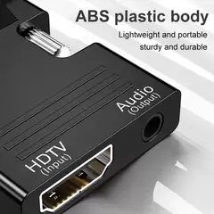 BIGBAMSPACE - Adaptador Hdmi A Vga Hemb Audio 1080p Hdtv Cable Auxiliar - Negro