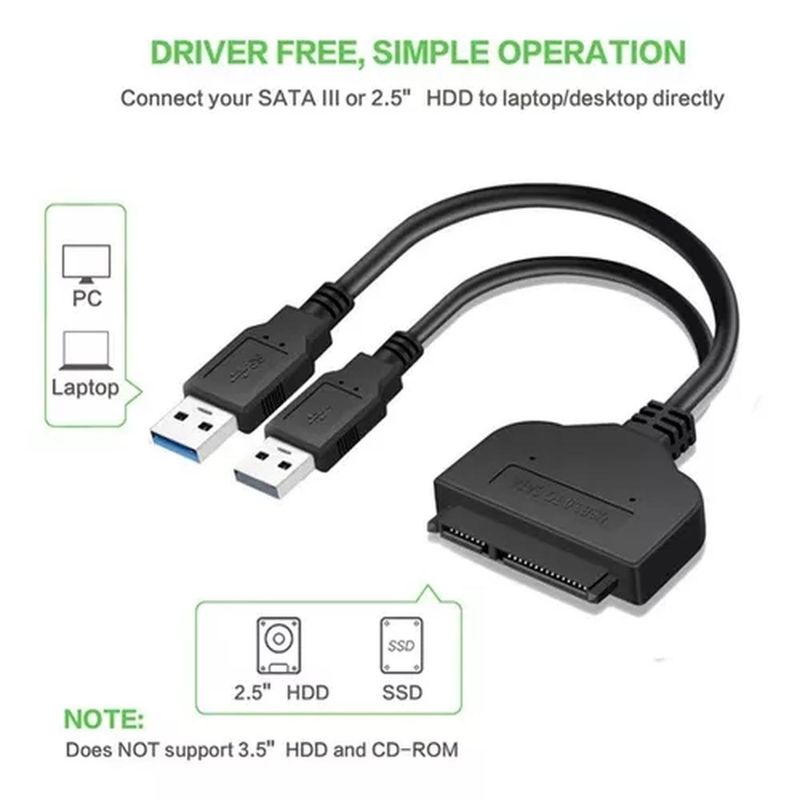 BIGBAMSPACE - Cable Adaptador Usb 3.0/2.0 A Sata 2.5 Disco Externo Ssd Hdd