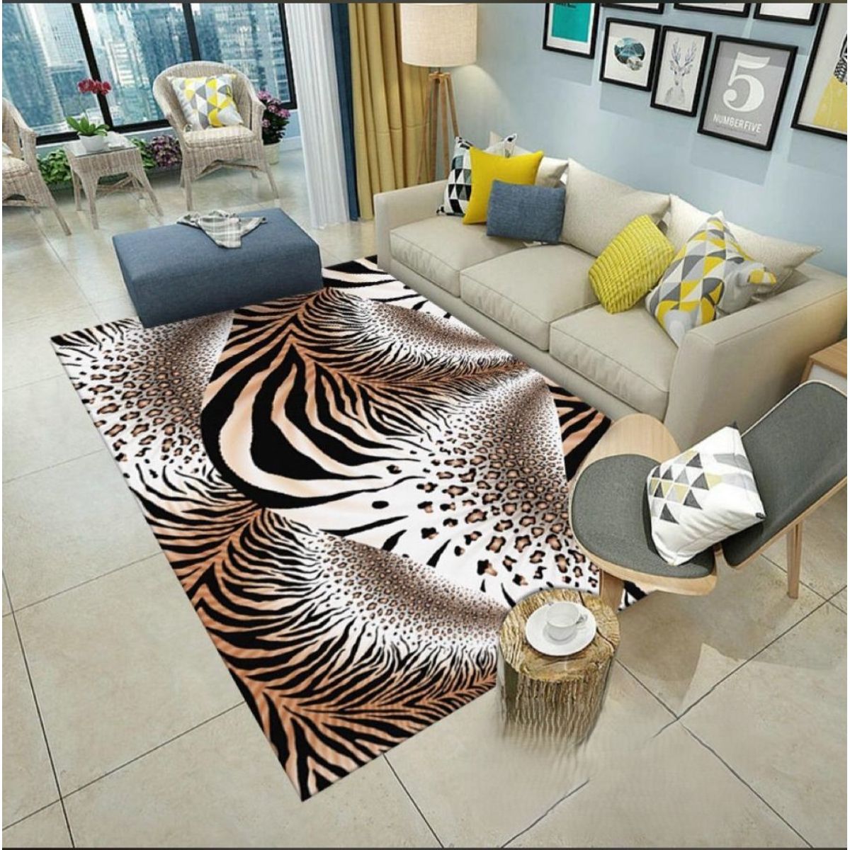 GENERICO - ALFOMBRA PARA LIVING ANTIDESLIZANTE CON DISEÑOS TRIDIMENCIONALES