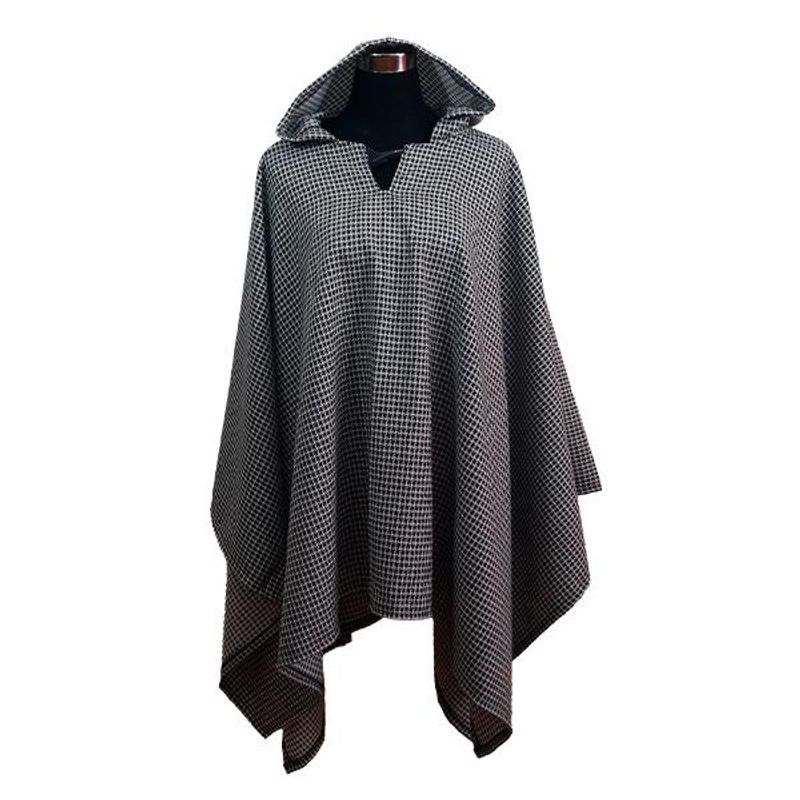 BELLAVISTA OVEJA TOME - Poncho Capucha 100% Lana - Largo - Negro
