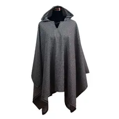 BELLAVISTA OVEJA TOME - Poncho Capucha 100% Lana - Largo - Negro