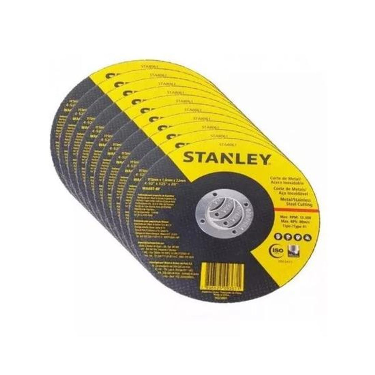 GENERICO - Caja set 25 discos de corte amoladora 115x10mm Stanley color gris