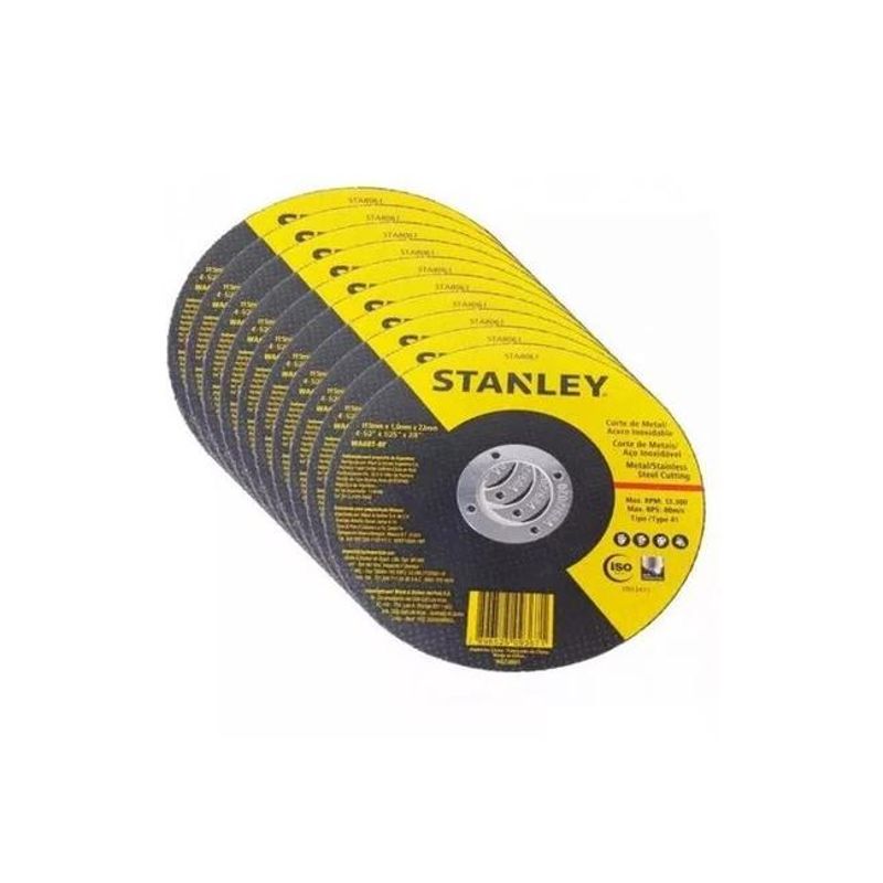 GENERICO - Caja set 25 discos de corte amoladora 115x10mm Stanley color gris